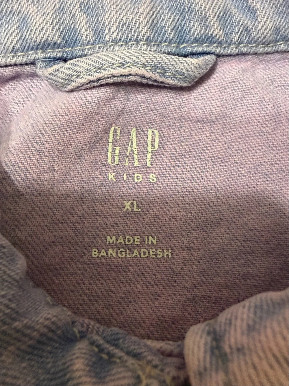 GAP Kids XL 12 Pink Lilac Acid Wash Cropped Denim Jacket